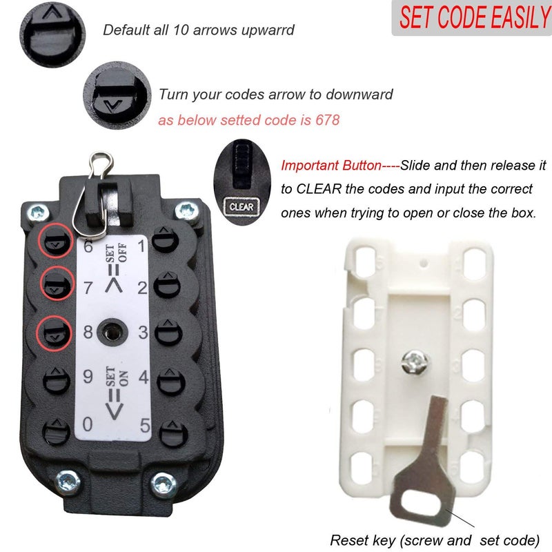 CCYX 10 Digit Key Lock Box, Outdoor Wall Hanging Key Safe-Household Key Storage Lock Box (Black) - Image 4